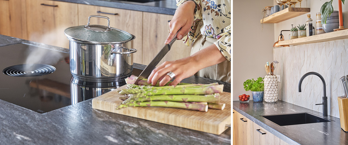 Houten keuken met kookeiland